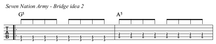 Seven Nation Army chords and TAB, bridge 2.