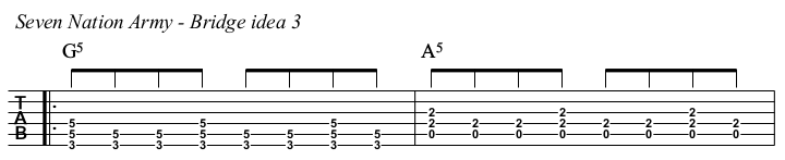 Seven Nation Army chords and TAB, bridge 3.
