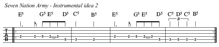 Seven Nation Army chords and TAB, instrumental 2.