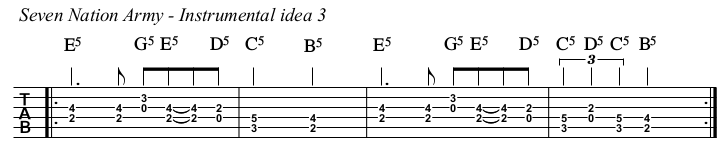 Seven Nation Army chords and TAB, instrumental 3.