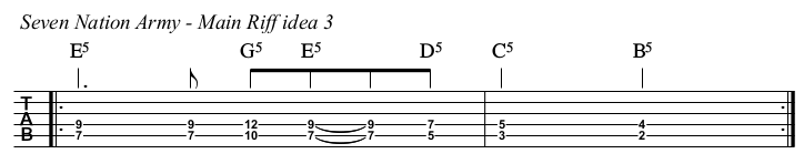 Seven Nation Army chords and TAB, main riff idea 3.
