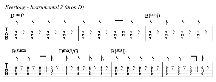 Everlong chords and TAB, instrumental 2.