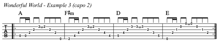Wonderful World chords and TAB, example 3.