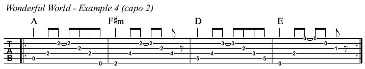 Wonderful World chords and TAB, example 4.