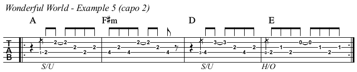 Wonderful World chords and TAB, example 5.