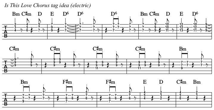 Is This Love chords and TAB, chorus tag electric.