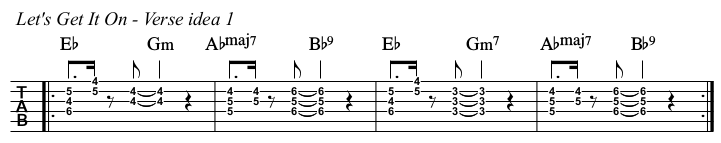 Let's Get It On chords and TAB, verse idea 1.
