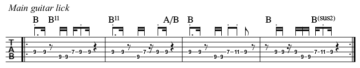 Don’t Stop ‘Til You Get Enough chords and TAB, main guitar lick.