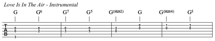 Love Is In The Air TAB, instrumental.