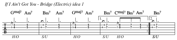 If I Ain't Got You chords and TAB, electric guitar bridge idea 1.