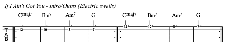If I Ain't Got You chords and TAB electric, intro.
