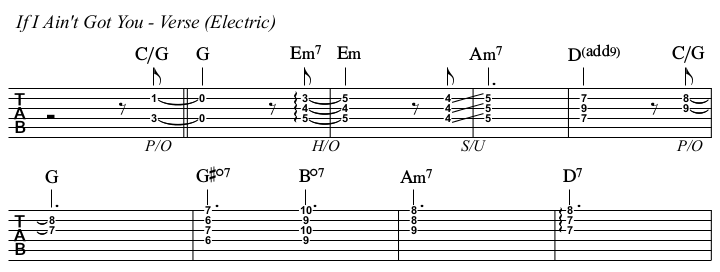 If I Ain't Got You chords and TAB electric, verse.