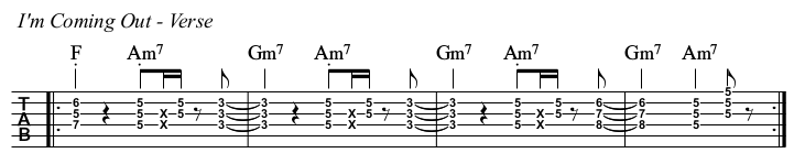 I’m Coming Out chords and TAB, verse.