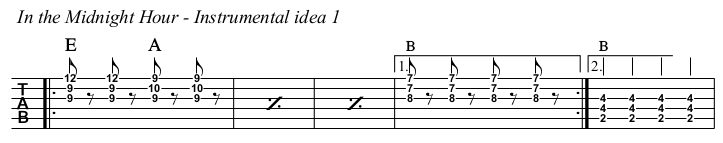 In the Midnight Hour chords and TAB, instrumental idea 1.