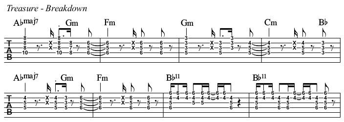 Treasure chords and TAB, breakdown.