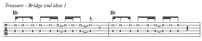 Treasure chords and TAB, bridge idea 1.