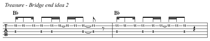 Treasure chords and TAB, bridge idea 2.