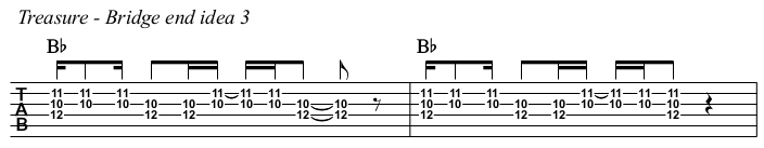 Treasure chords and TAB, bridge idea 3.