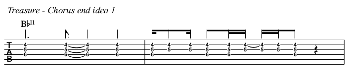 Treasure chords and TAB, chorus end idea 1.