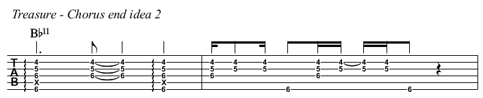 Treasure chords and TAB, chorus end idea 2.