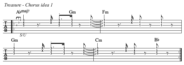 Treasure chords and TAB, chorus idea 1.