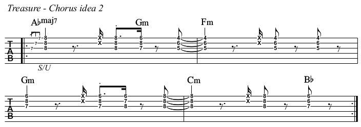 Treasure chords and TAB, chorus idea 2.