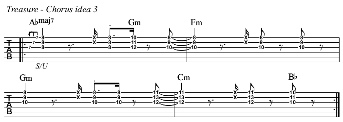 Treasure chords and TAB, chorus idea 3.
