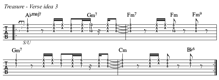 Treasure chords and TAB, verse idea 3.