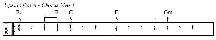 Upside Down chords and TAB, chorus idea 1.
