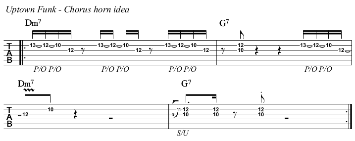 Uptown Funk chords and TAB, chorus horn idea 1.