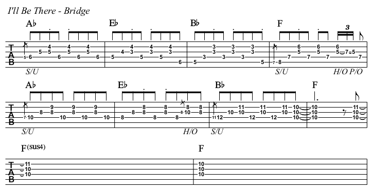 I'll Be There chords and TAB, bridge.