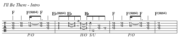 I'll Be There chords and TAB, intro.