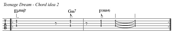 Teenage Dream chords and TAB, chord idea 2.