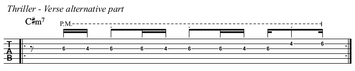 Thriller chords and TAB, verse alternative part.