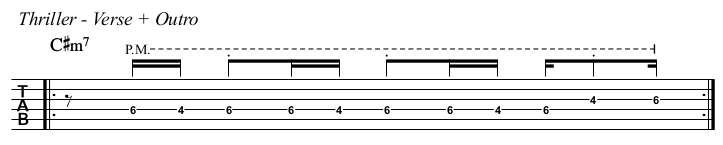 Thriller chords and TAB, verse and outro.