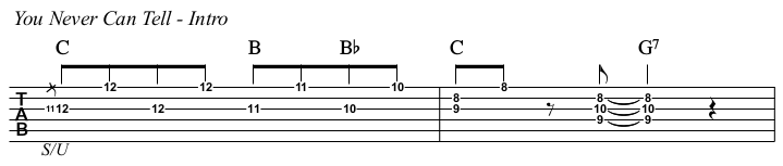 You Never Can Tell chords and TAB, intro.
