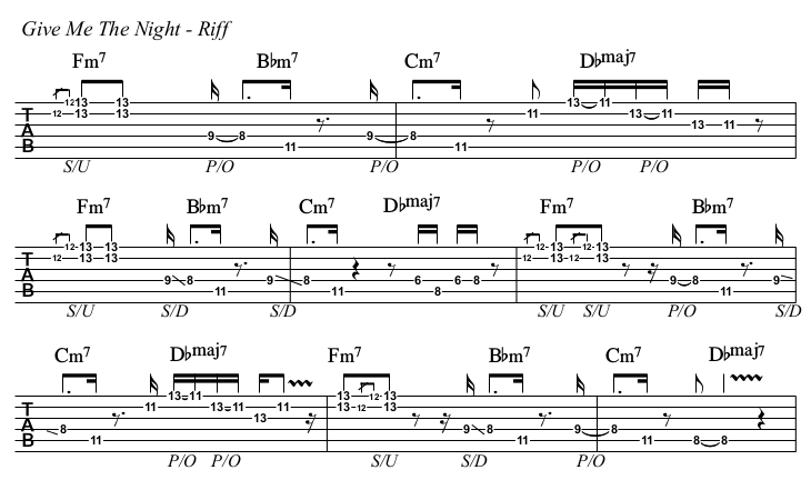 Give Me The Night chords and TAB, main riff.