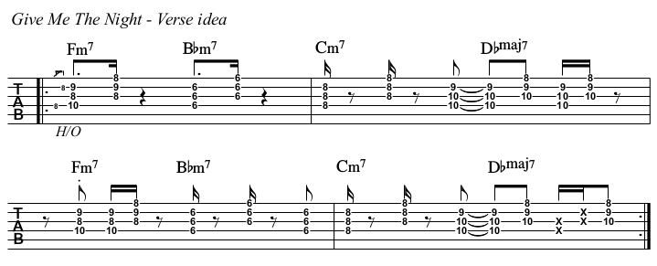 Give Me The Night chords and TAB, verse.