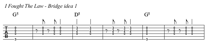 I Fought The Law chords and TAB, bridge idea 1.