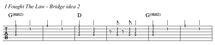 I Fought The Law chords and TAB, bridge idea 2.