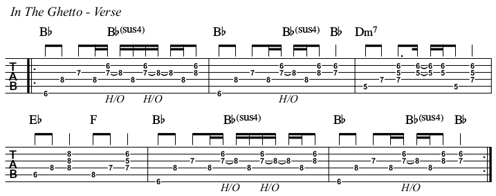 In The Ghetto chords and TAB, verse.