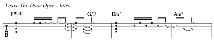 Leave The Door Open chords and TAB, intro.