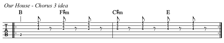 Our House TAB, chorus 3.