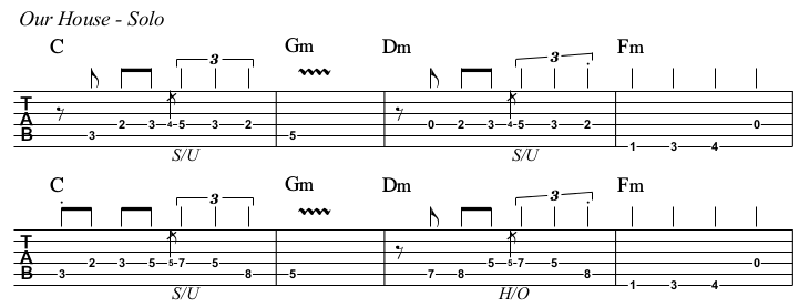 Our House TAB, solo.