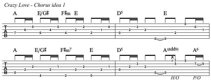 Crazy Love chords and TAB, chorus 1.