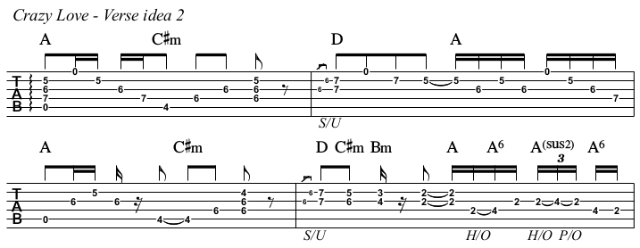 Crazy Love chords and TAB, verse 2.