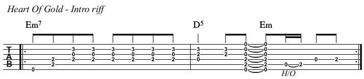 Heart Of Gold chords and TAB, intro.