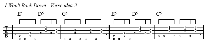 I Won't Back Down chords and TAB, verse example 3.