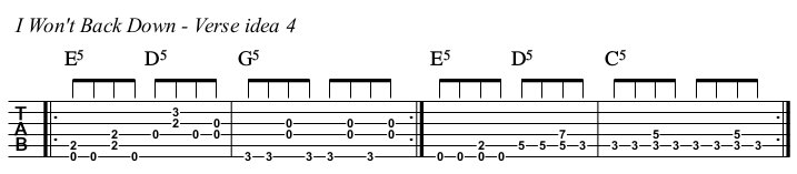 I Won't Back Down chords and TAB, verse example 4.