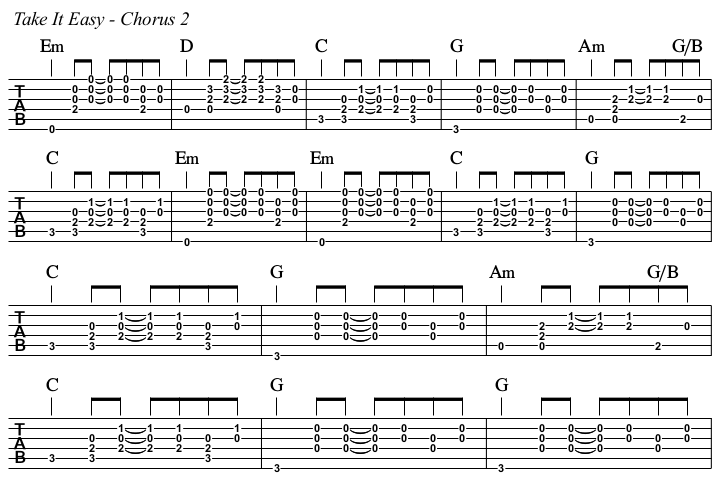Take It Easy chords and TAB, chorus 2.